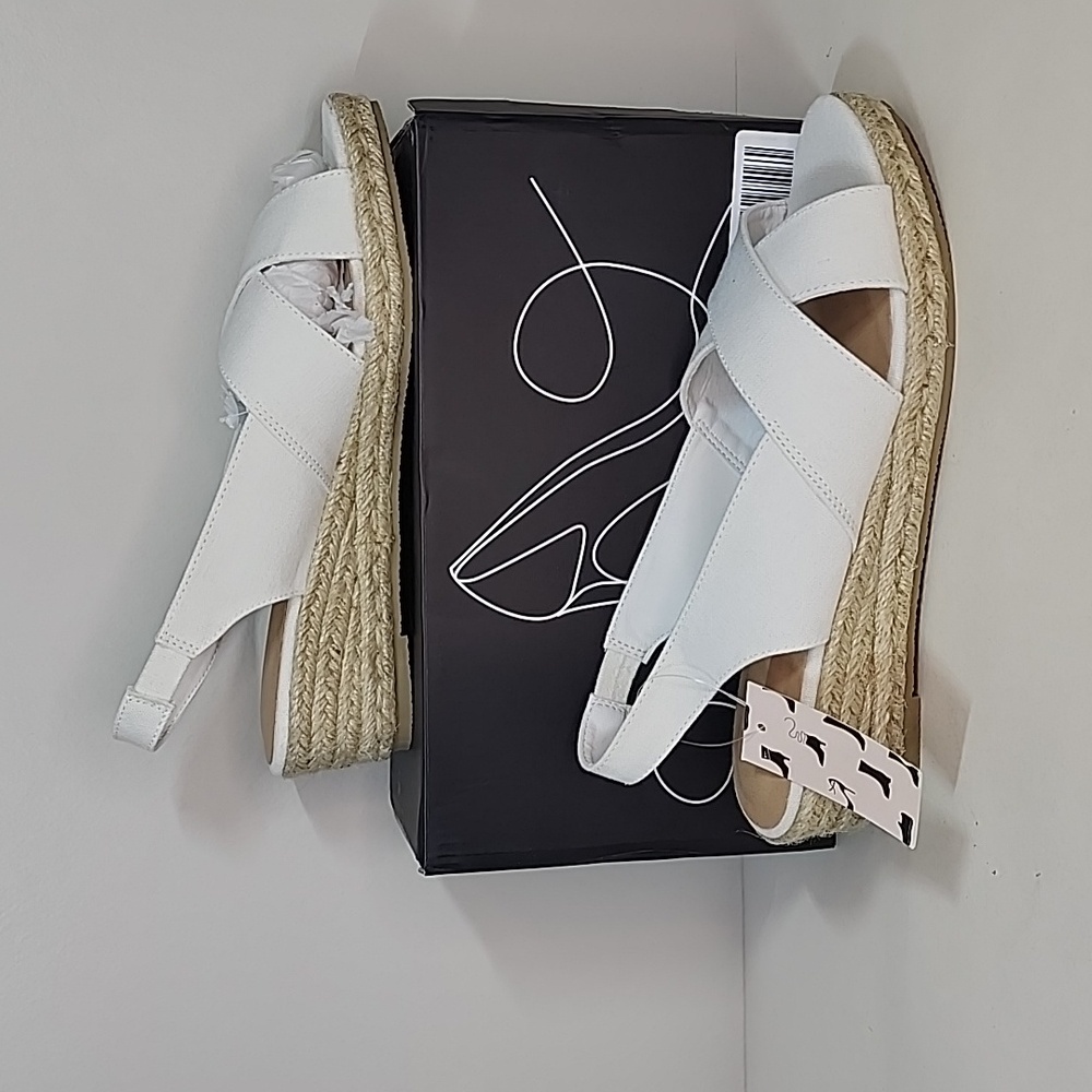 White Espadrille Slingback Sandals - Women's Summer Wedges
